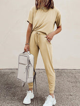 Load image into Gallery viewer, Fashionable Simple Casual Loose Short Sleeve Top Pants Suit
