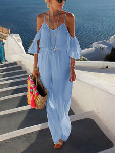 Simple Casual Loose V Neck Dress