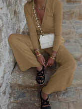 Load image into Gallery viewer, Fashion Casual V-neck Solid Color Two-piece Suit
