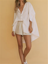 Load image into Gallery viewer, Solid Color V-neck Loose Shirt Suit
