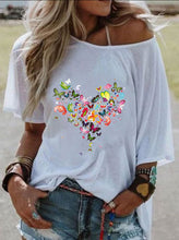 Load image into Gallery viewer, Casual Love Butterfly Holiday Short Sleeve Top
