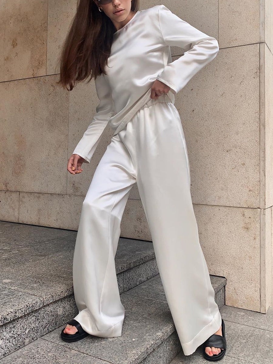 Pure Color Casual Long Sleeve Suit