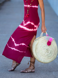 Short Sleeve Round Neck Tie-dye Casual Maxi Dress