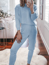Load image into Gallery viewer, Simple Casual Loose Round Neck Blouse Pants Knitted Suit
