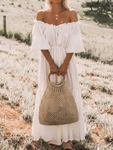 Load image into Gallery viewer, Bohemian Solid Color Off-the-shoulder  Maxi Dress
