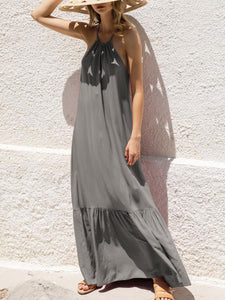 Summer Pure Color Halter Dress