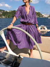 Load image into Gallery viewer, Solid Color Casual V-Neck Dress
