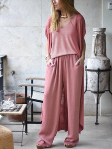 Simple Casual Loose Top Pants Coat Comfortable Soft Three-Piece Suit