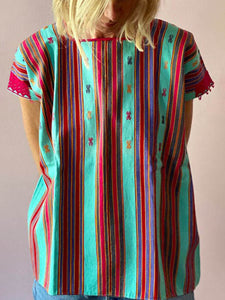 Fashion Casual Round Neck Embroidered Striped Top