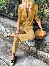 Load image into Gallery viewer, Bohemian Retro Casual Loose V Neck Top Floral Pants Set
