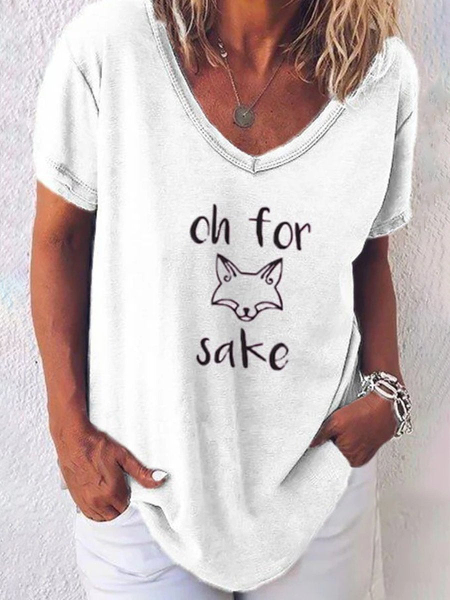 V-neck Graphic Print Paneled Short Sleeves Casual T-shirt