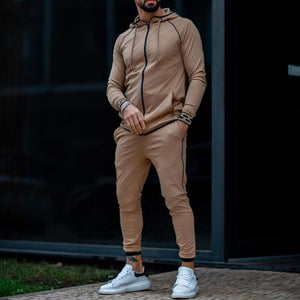 Men'S Fashion Khaki Casual Two-Piece Suit