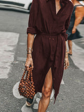 Load image into Gallery viewer, Fashion Button Lapel Solid Color Dress
