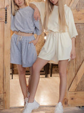 Load image into Gallery viewer, Casual Solid Color Round Neck Tie Two Piece Set
