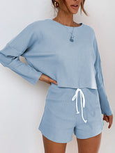 Load image into Gallery viewer, Simple Casual Loose Round Neck Shirt Shorts Suit
