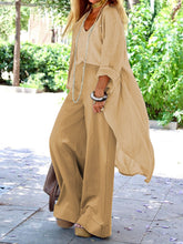 Load image into Gallery viewer, Fashionable Casual Loose V Neck Top Pants Coat Three-piece set
