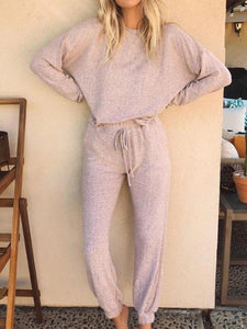 Long Sleeve Tops Loose Pant Casual Two Piece