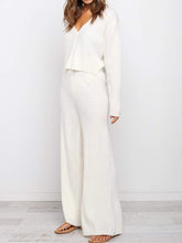 Load image into Gallery viewer, Casual Loose Solid Color Long Sleeve V-neck Two-piece Suit
