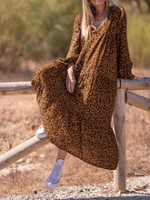 Load image into Gallery viewer, Leopard V-Neck Casual Long Sleeve Dress
