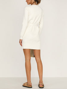 Round Neck Solid Color Long Sleeve Loose Dress