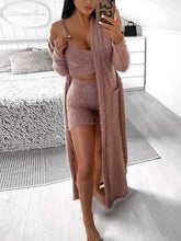 Load image into Gallery viewer, Long Cardigan Tank Top and High Waist Trousers Knitted Three-piece
