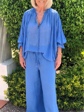 Load image into Gallery viewer, Casual Loose V-Neck Top Trouser Suit
