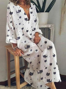 Casual Fashion Print V-neck Dress