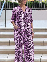 Load image into Gallery viewer, Leopard Print V-Neck Loose Casual Two-Piece Suit
