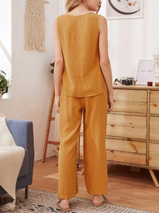 V-neck Solid Color Loose Suit