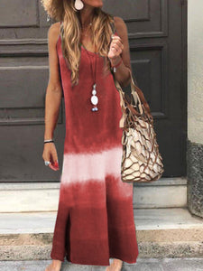 Casual Loose Gradient Tie-dye Sleeveless Maxi Dress