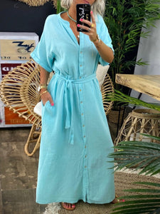 Casual Loose V-Neck Maxi Dress