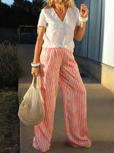 Load image into Gallery viewer, Casual Loose Short Sleeve Striped Two-piece Suit
