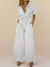 Load image into Gallery viewer, Fashion Simple Casual Loose V Neck Short-Sleeved Jumpsuit

