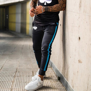 Men'S Blue Gradient Short-Sleeved T-Shirt And Pants Suit