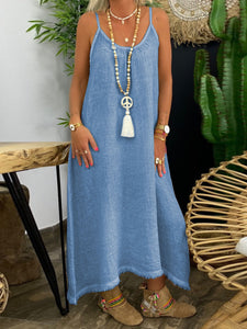 Fashion Casual Solid Color Suspender Dress