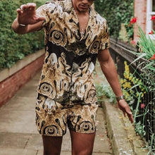Load image into Gallery viewer, Men Printed Casual Short Sleeve Shorts Suit
