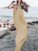 Load image into Gallery viewer, Pure Color Vacation Beach Loose Backless Maxi Dress
