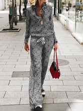 Load image into Gallery viewer, Fashion Casual Printed Lapel Two-piece Long Sleeve
