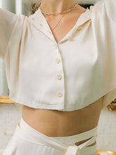 Load image into Gallery viewer, Solid Color Button Flares Sleeve Skirts Set
