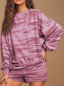 Casual Loose Camouflage Printed Two-piece Suit