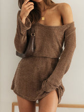 Load image into Gallery viewer, Round Neck Long Sleeve Solid Color Elegant Dress
