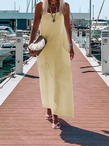 Sleeveless Solid Color Dress