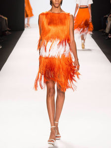 Sleeveless Strapless Fashion Fringed Evening Dress