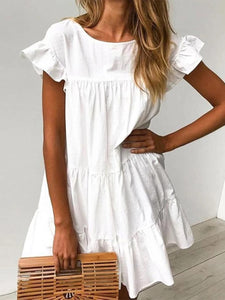 Fashion Casual Solid Color Short Sleeve Dress