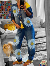 Load image into Gallery viewer, Fashion Personality Chrysanthemum Printed Jumpsuit
