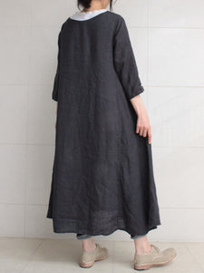 Middle Sleeve Solid Soft Casual Dress