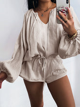 Load image into Gallery viewer, Fashion Casual V-neck Long-sleeved Drawstring Jumpsuit
