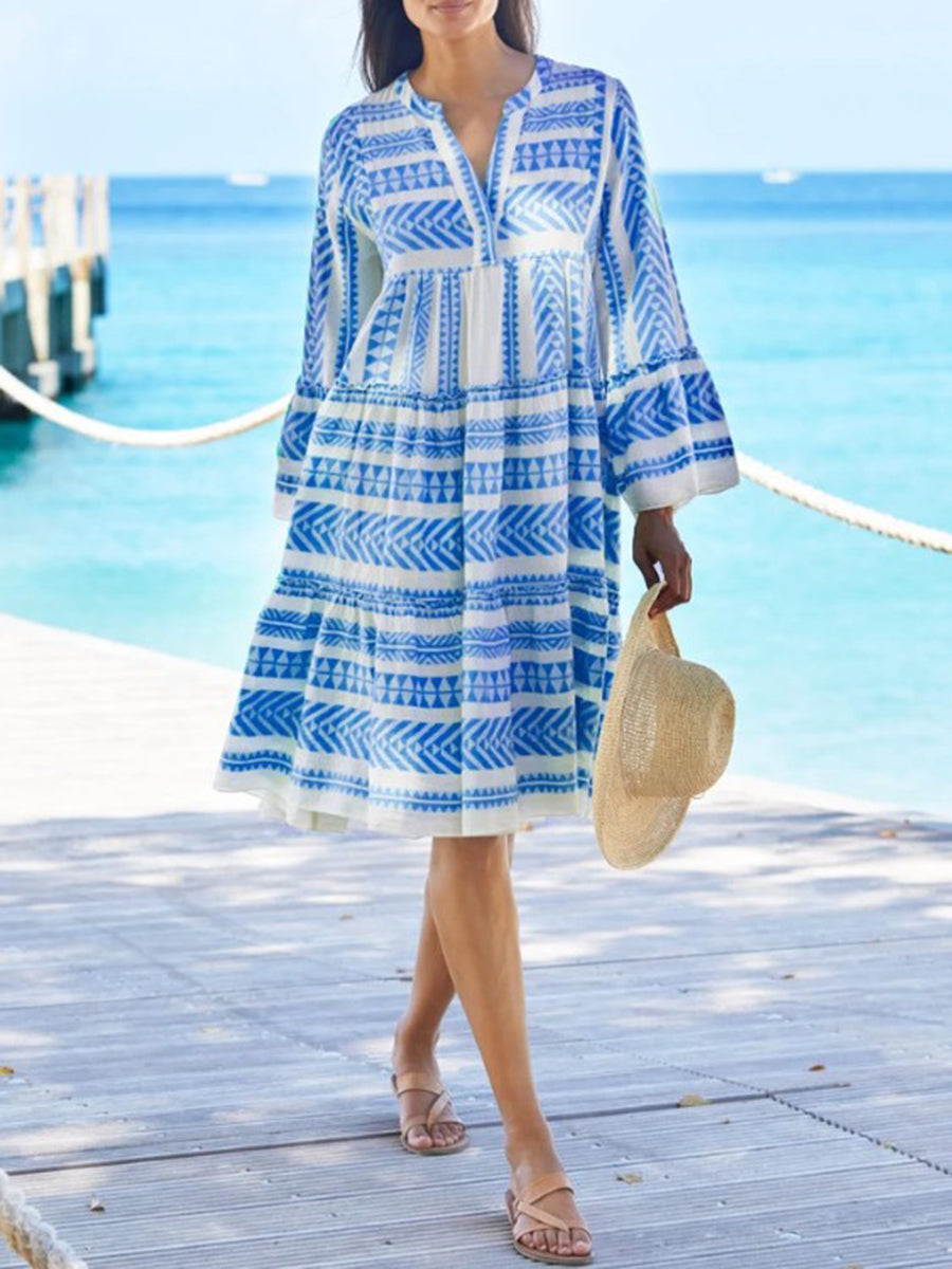 Holiday Bohemian Character Print Dress