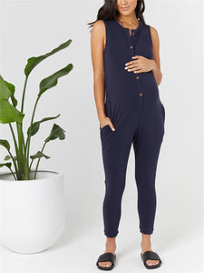 Simple Loose Suspenders Pregnant Women'S Jumpsuit