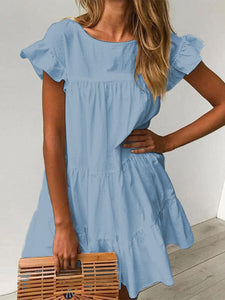 Fashion Casual Solid Color Short Sleeve Dress